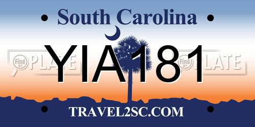 YIA181 South Carolina License Plate