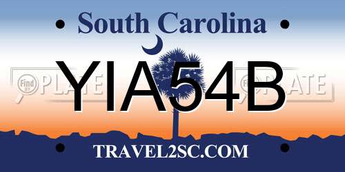 YIA54B South Carolina License Plate