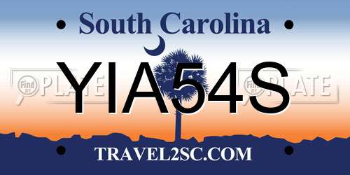 YIA54S South Carolina License Plate