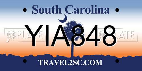 YIA848 South Carolina License Plate