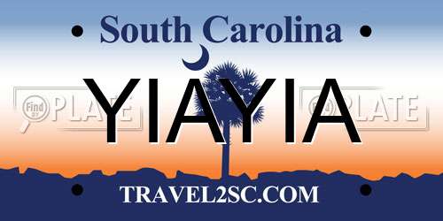 YIAYIA South Carolina License Plate