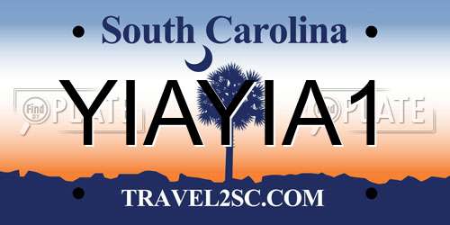 YIAYIA1 South Carolina License Plate