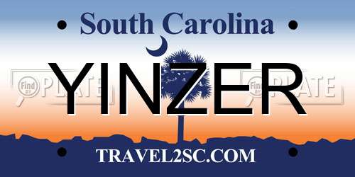 YINZER South Carolina License Plate