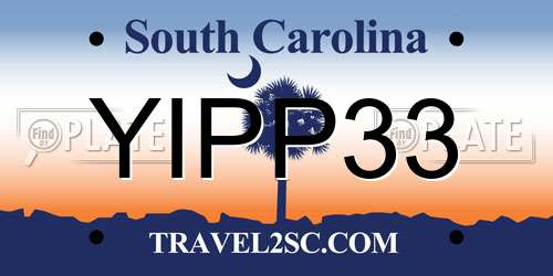YIPP33 South Carolina License Plate
