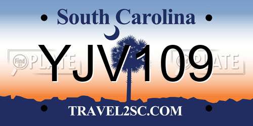YJV109 South Carolina License Plate