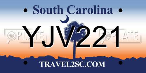 YJV221 South Carolina License Plate