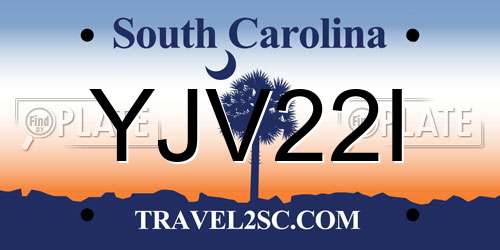 YJV22I South Carolina License Plate