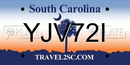 YJV72I South Carolina License Plate