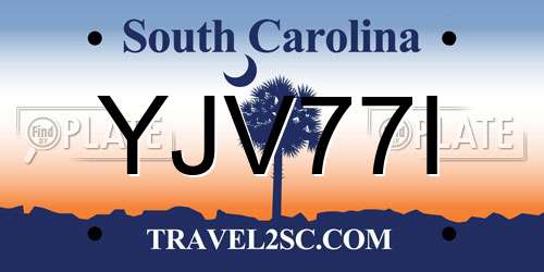 YJV77I South Carolina License Plate