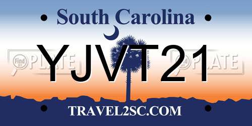 YJVT21 South Carolina License Plate