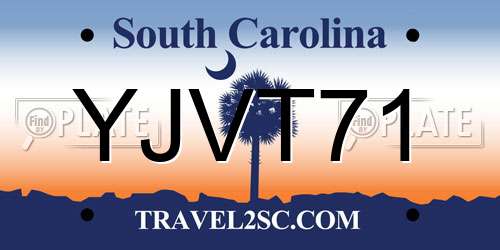 YJVT71 South Carolina License Plate