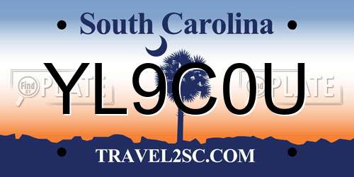 YL9C0U South Carolina License Plate