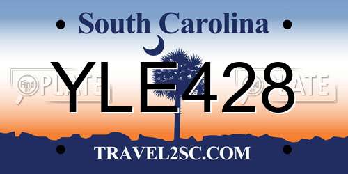 YLE428 South Carolina License Plate