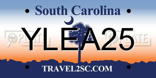 YLEA25 South Carolina License Plate
