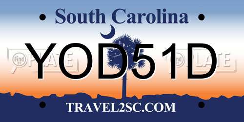 YOD51D South Carolina License Plate