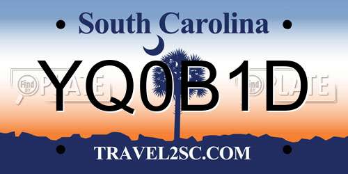 YQ0B1D South Carolina License Plate