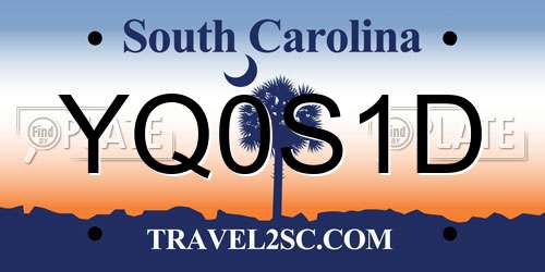 YQ0S1D South Carolina License Plate