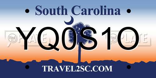 YQ0S1O South Carolina License Plate