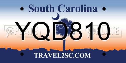 YQD810 South Carolina License Plate