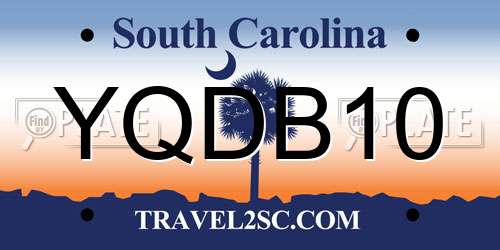 YQDB10 South Carolina License Plate