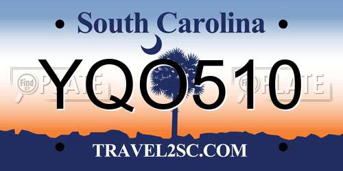YQO510 South Carolina License Plate