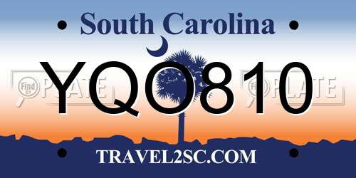 YQO810 South Carolina License Plate