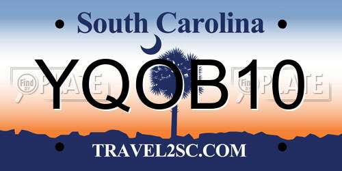 YQOB10 South Carolina License Plate