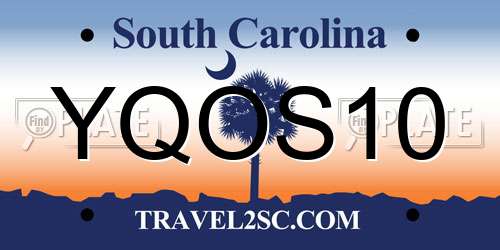 YQOS10 South Carolina License Plate