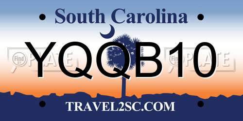 YQQB10 South Carolina License Plate