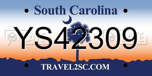 YS42309 South Carolina License Plate