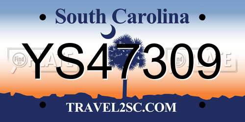 YS47309 South Carolina License Plate