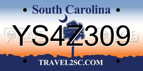 YS4Z309 South Carolina License Plate
