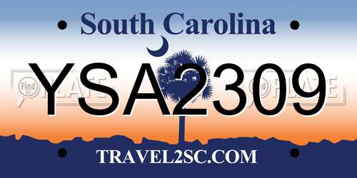 YSA2309 South Carolina License Plate