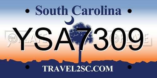 YSA7309 South Carolina License Plate