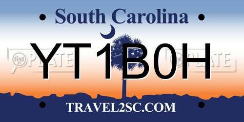 YT1B0H South Carolina License Plate