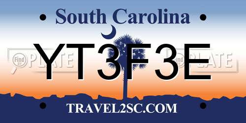 YT3F3E South Carolina License Plate