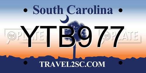 YTB977 South Carolina License Plate
