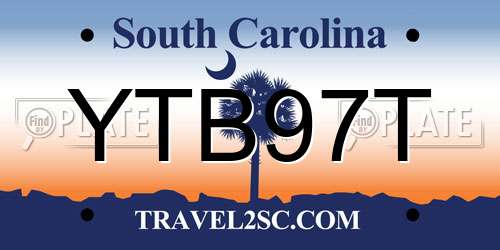 YTB97T South Carolina License Plate