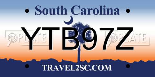 YTB97Z South Carolina License Plate