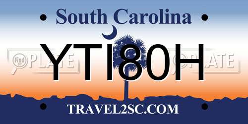 YTI80H South Carolina License Plate