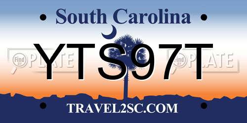YTS97T South Carolina License Plate