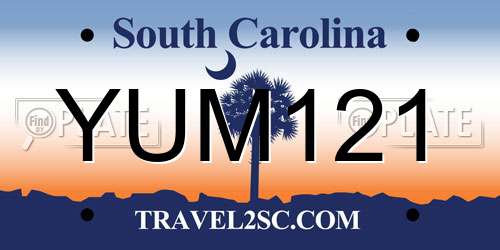 YUM121 South Carolina License Plate