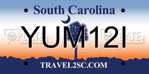 YUM12I South Carolina License Plate