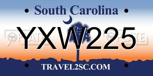 YXW225 South Carolina License Plate
