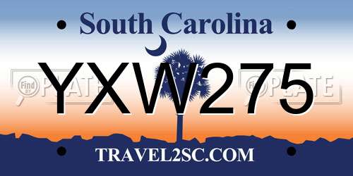 YXW275 South Carolina License Plate