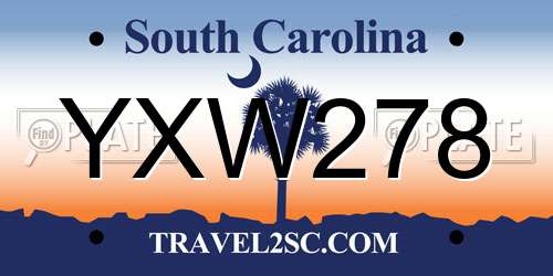 YXW278 South Carolina License Plate