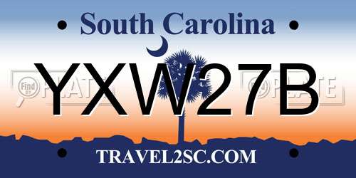 YXW27B South Carolina License Plate