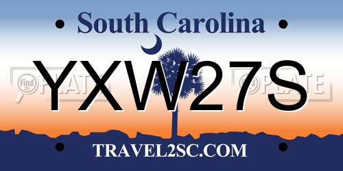 YXW27S South Carolina License Plate