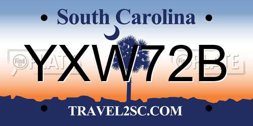YXW72B South Carolina License Plate
