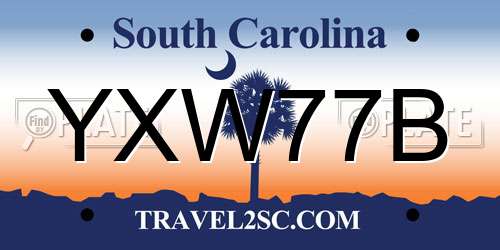 YXW77B South Carolina License Plate